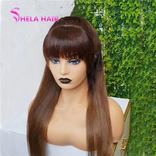 Straight Blue Wig with Bangs