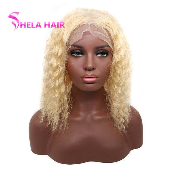 Deep Wave #613 Blonde Bob Human Hair Transparent Lace Wigs