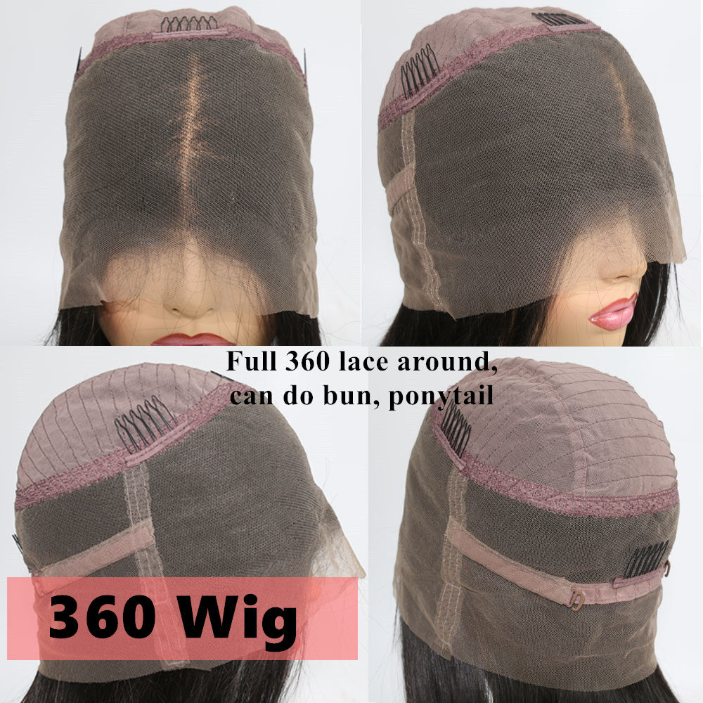 360 Lace Frontal Wig Straight can do bun, ponytail