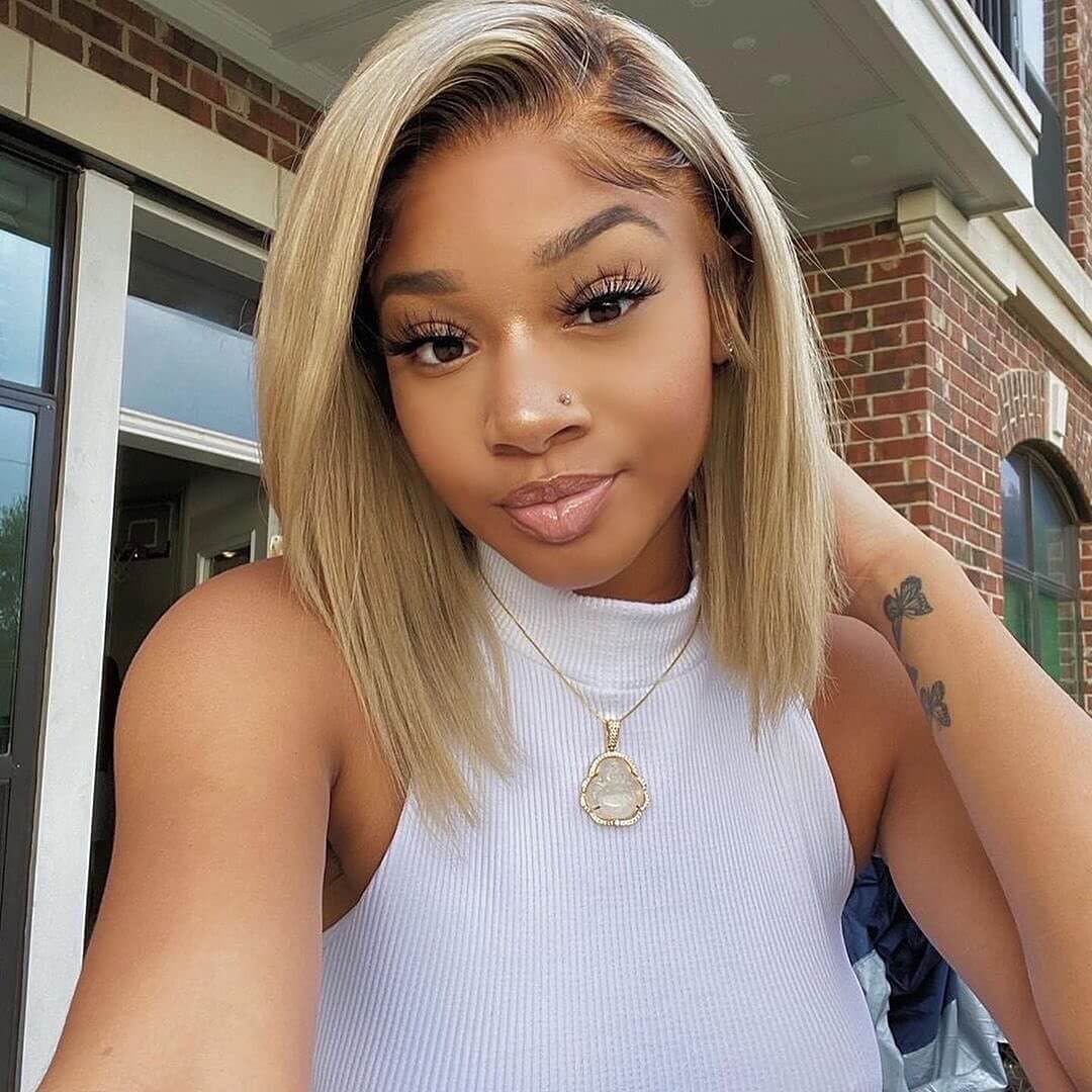 Dirty Root Honey Blonde Bob Wig Lace Wig