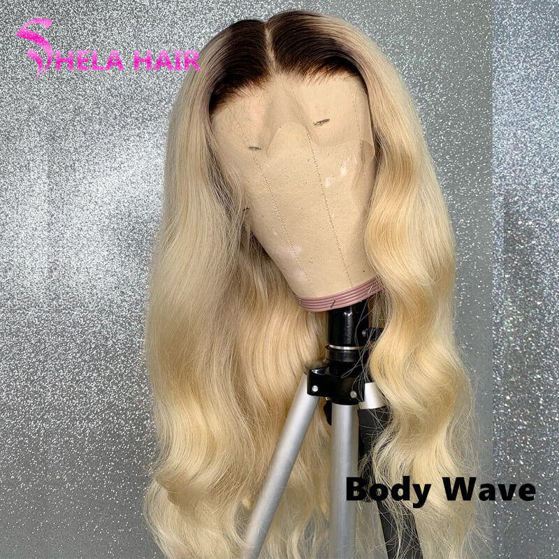 #1b/613 Black Root Blonde Full 360 Lace Wig Straight /Body Wave/ Deep Wave