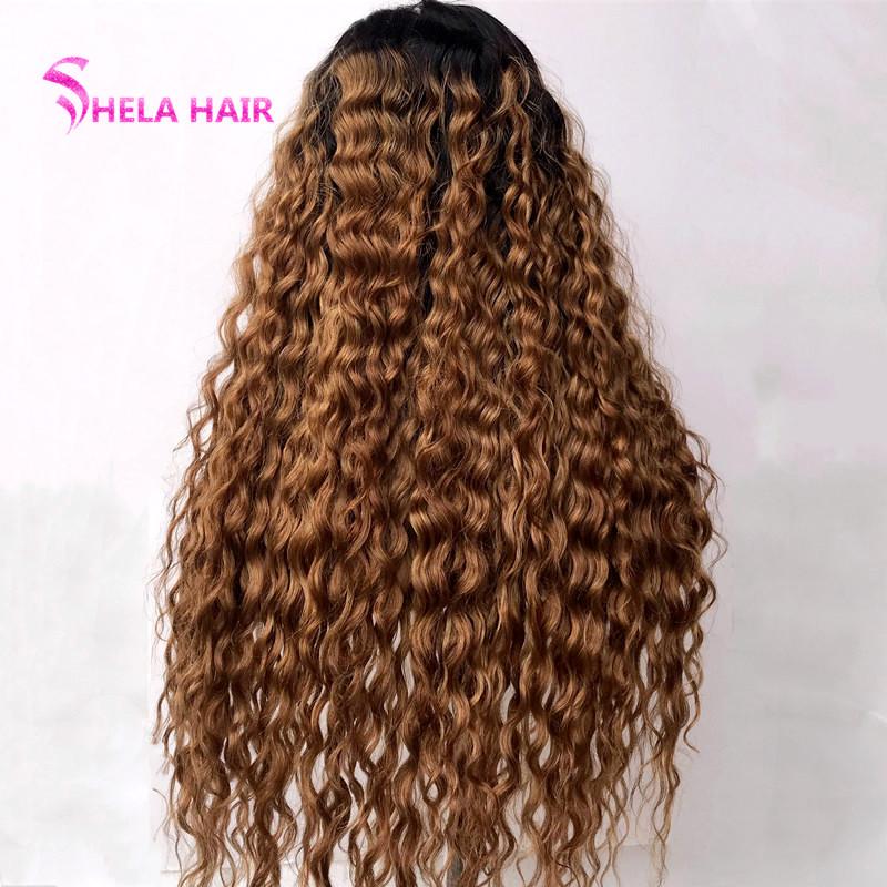 Ombre Honey Brown Highlight Glueless Lace Frontal Wig Deep Wave