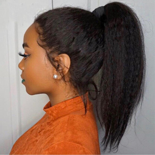 Kinky Straight Full 360 Lace Wig  can do bun, ponytail