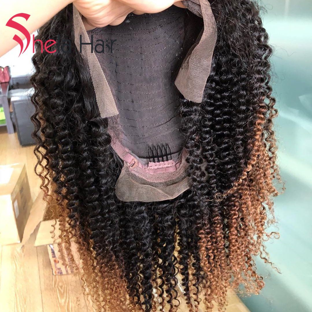 Highlight Lace Front Wig 1b/4 Black With Brown Kinky Curly