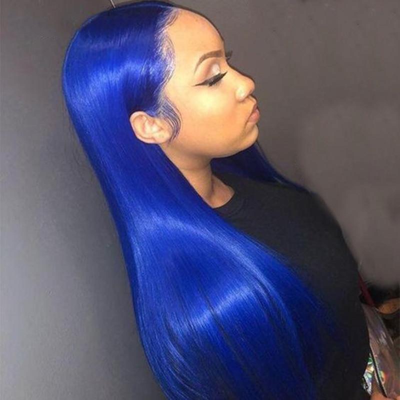 Dark Blue Preplucked Transparent Lace Front Wig / Full 360 Wig