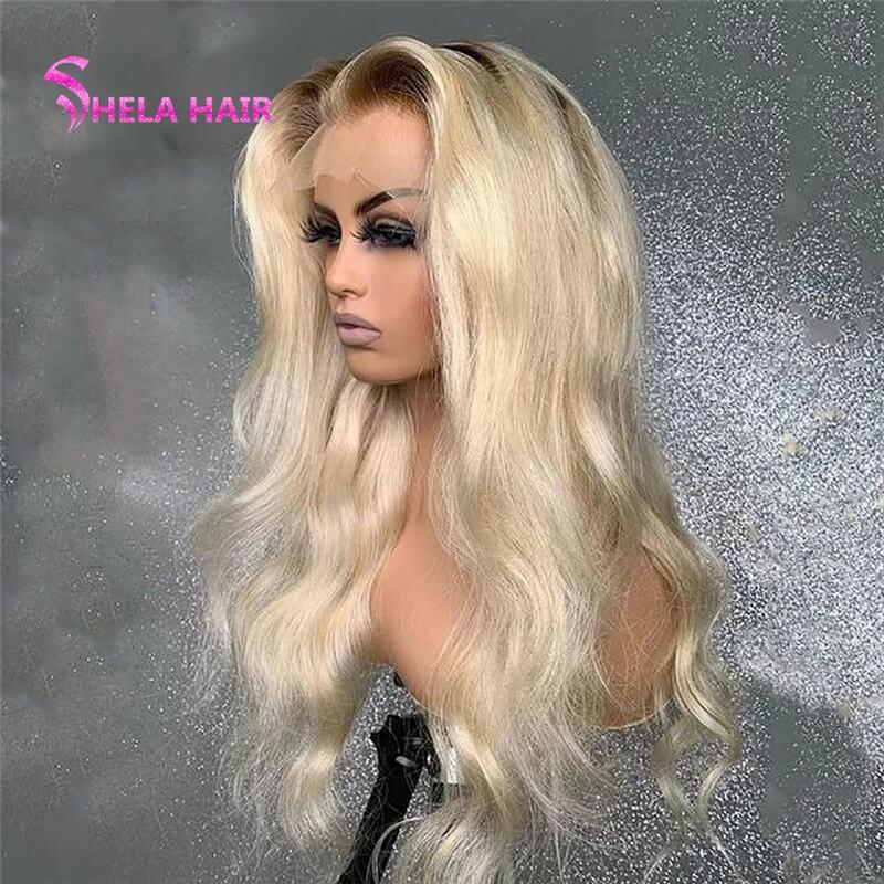 4/613 Transparent Lace Front Wig Blonde Body Wave