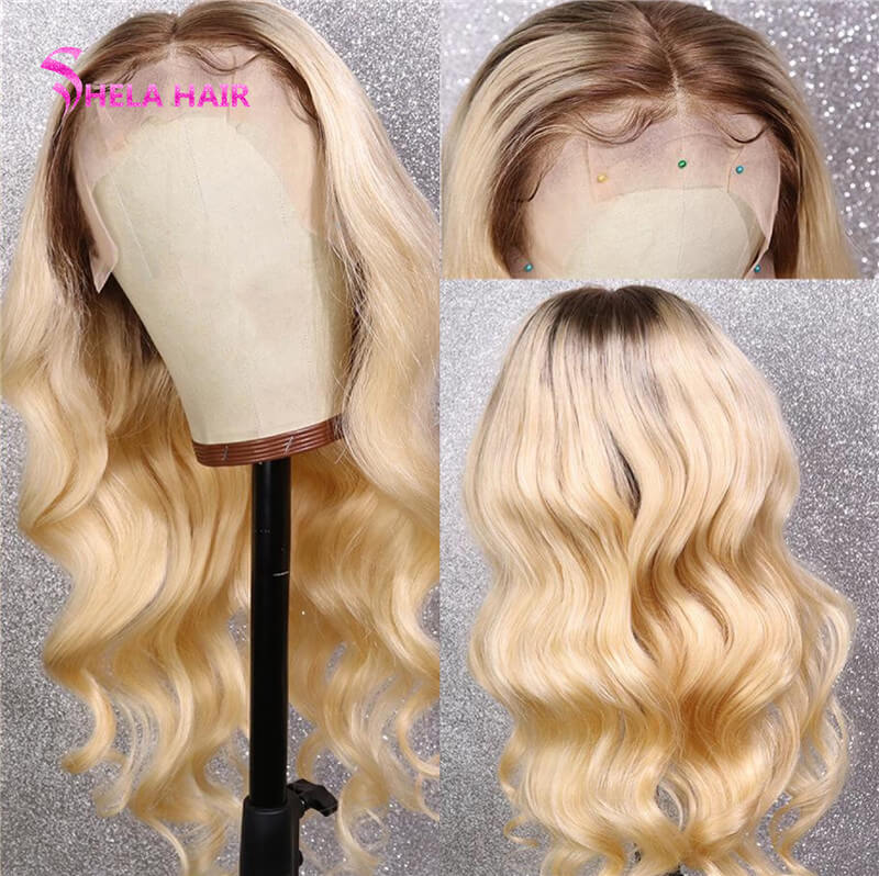 4/613 Brown Root Blonde Full 360 Lace Wig Straight /Body Wave/ Deep Wave