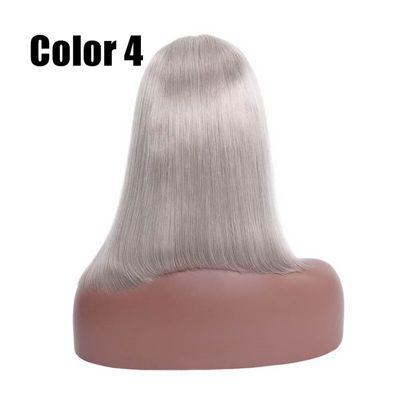 Grey Silver Color Bob Wig Transparent Lace Human Hair Wig