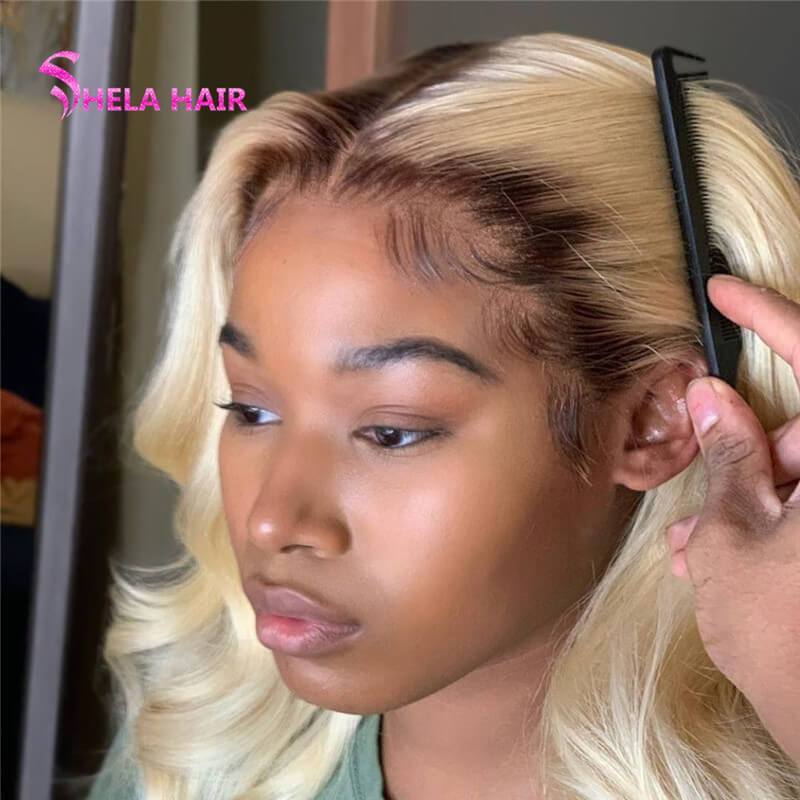 4/613 Transparent Lace Front Wig Blonde Body Wave