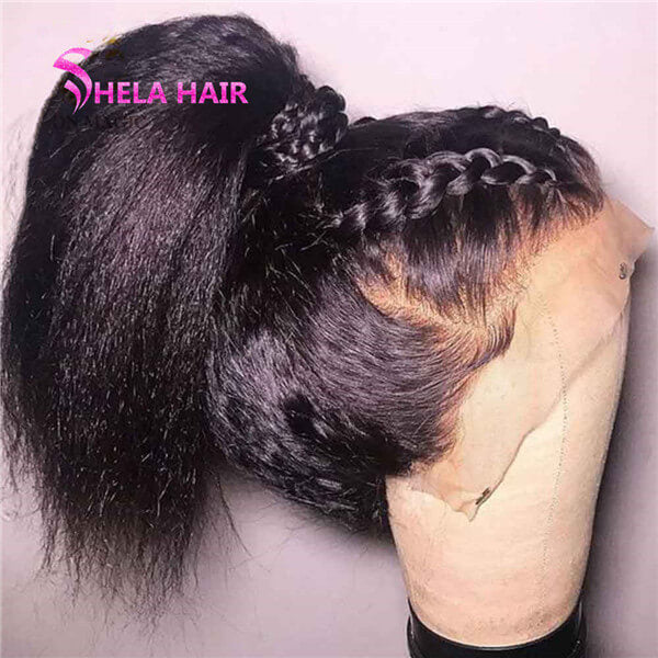 Flawless Full Lace Wig Natural Kinky Straight Pre plucked hairline can do braiding, bun, ponytails
