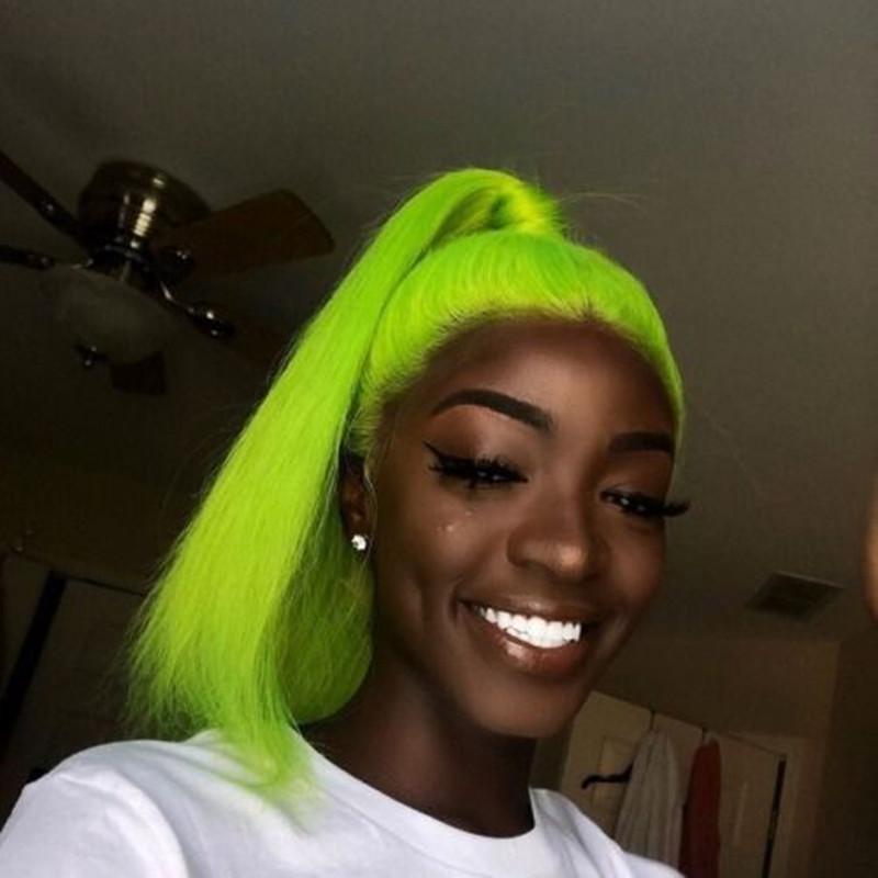 Neon Green Colorful Wigs Lace Frontal Wig / Full 360 Wig