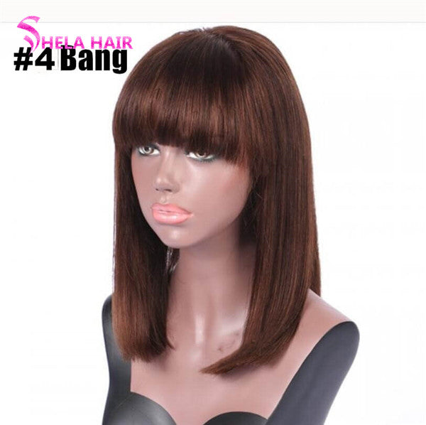 #2 #4 Brown Natural Wavy Bob Glueless Pre-plucked Lace Front Wig