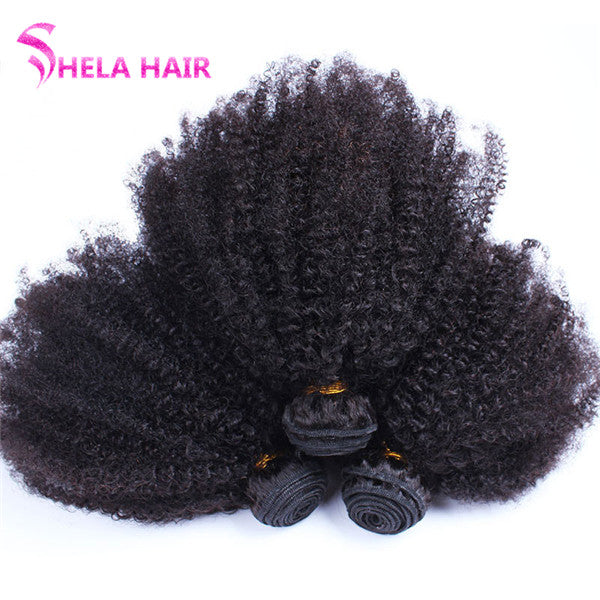 Mongolian Afro Kinky Curly Human Hair Weave 8-32inch
