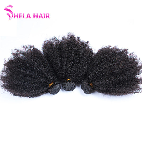 Mongolian Afro Kinky Curly Human Hair Weave 8-32inch
