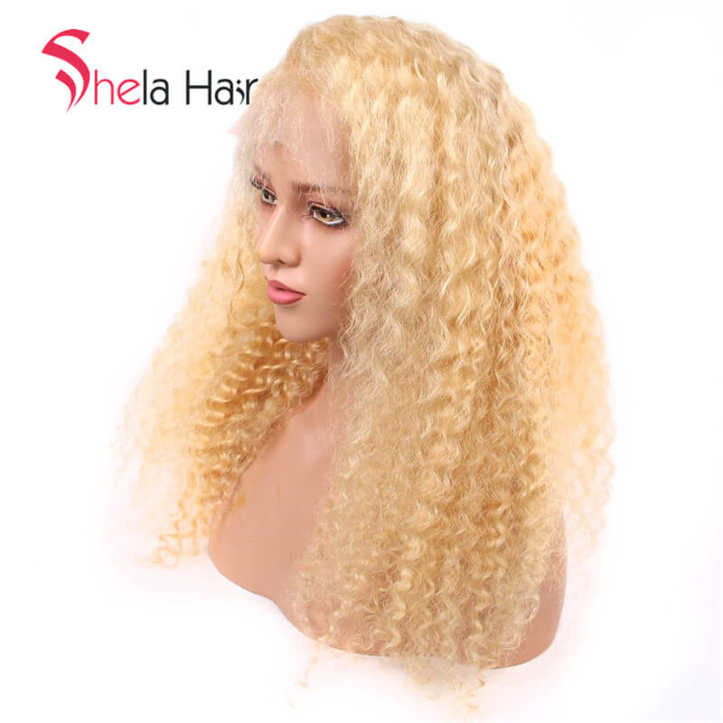 Transparent Full Lace Wig #613 Blonde Deep Curl