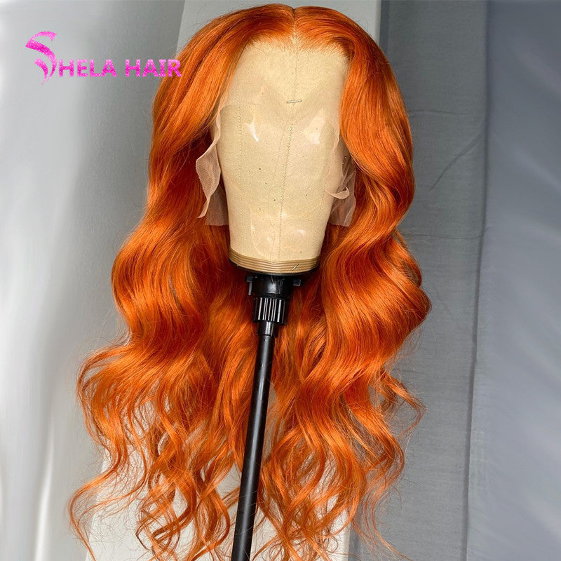 Copper Orange colorful Wavy Lace Front Wig / 360 Lace Wig