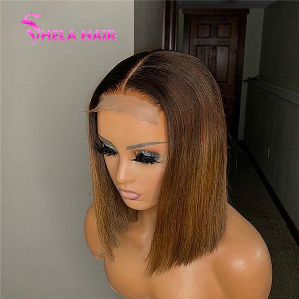 Highlight Ombre Bob Wig Glueless Lace Frontal Wig Straight