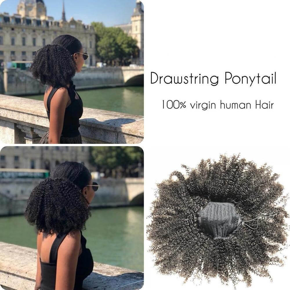 Pony Tail Drawstring Afro Kinky Curly Ponytail Human Hair For African American