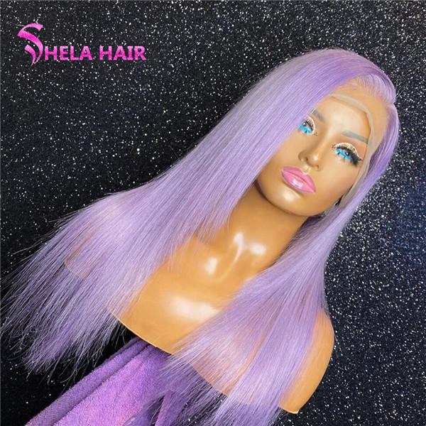 Lavender Purple Transparent Lace Front Wig Silky Straight/Wavy