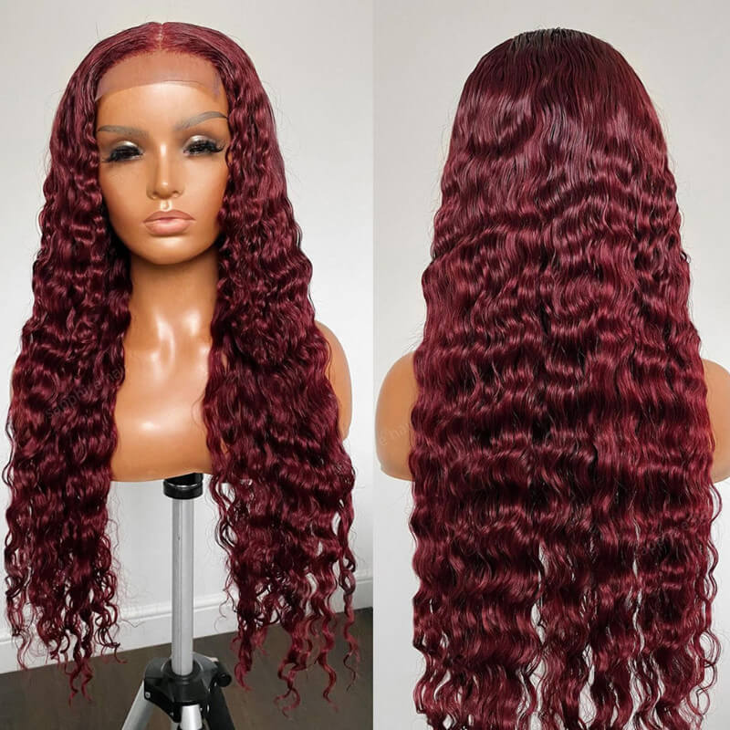 Deep Wave 99J Burgundy Red Wig human hair wigs