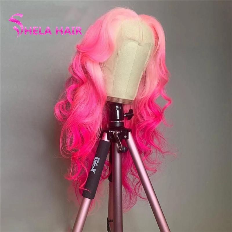 Two-Toned Pink Lace Frontal Human Hair Wig Loose Wave