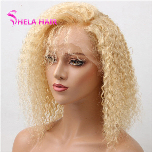 Curly Bob Wig #613 Blonde Transparent Lace Front Wigs Shela Hair