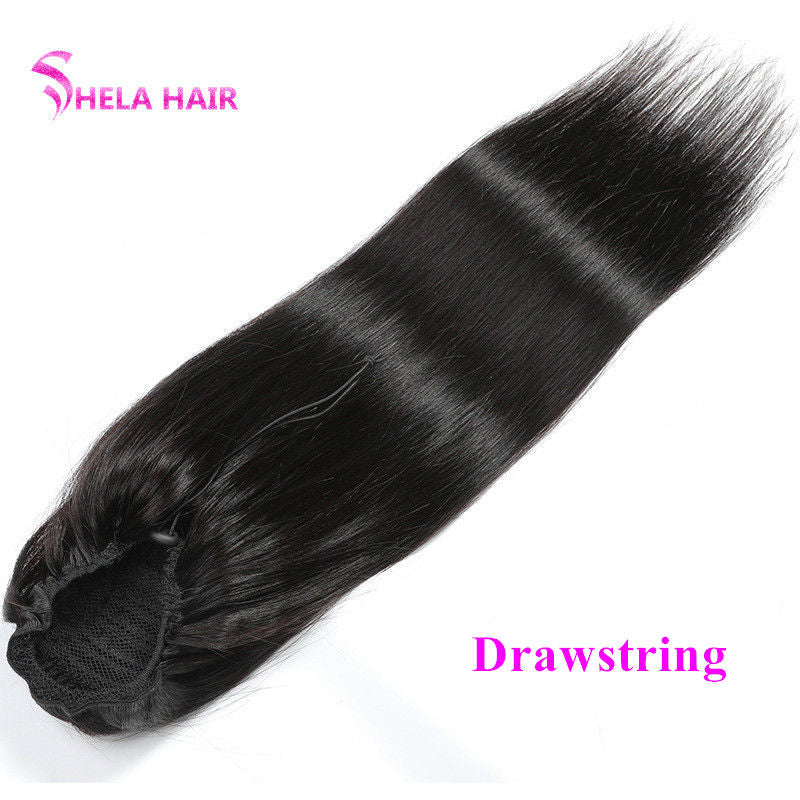 Pony Tail Wrap Around / Drawstring Straight Ponytail Human Hair