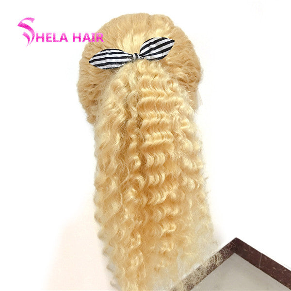 360 Wig Can do bun, ponytail High Density #613 Blonde Deep Wave
