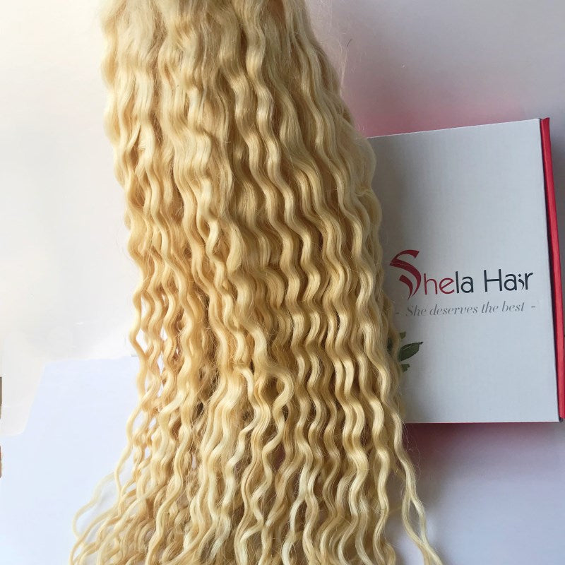 Transparent Full Lace Wig #613 Blonde Kinky Curly