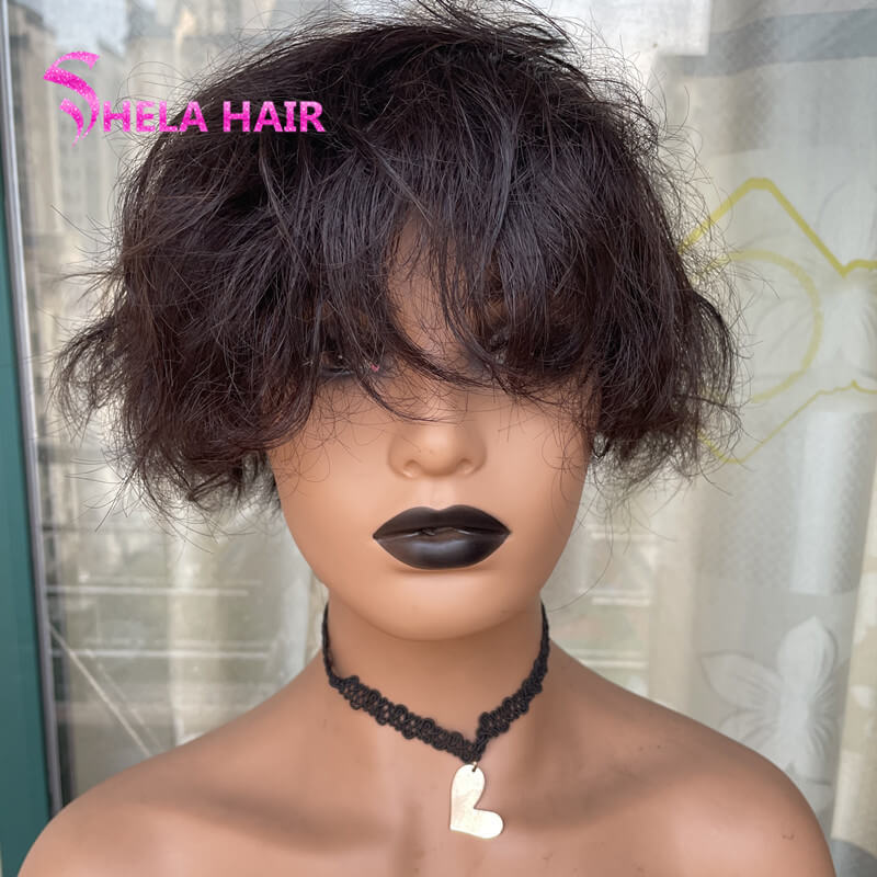 【SPECIAL OFFER】Pixie Cut Full Machine Wig Non Lace 100% human Hair Wavy