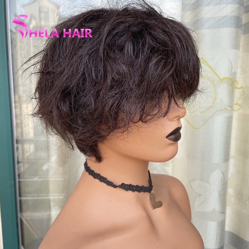 【SPECIAL OFFER】Pixie Cut Full Machine Wig Non Lace 100% human Hair Wavy