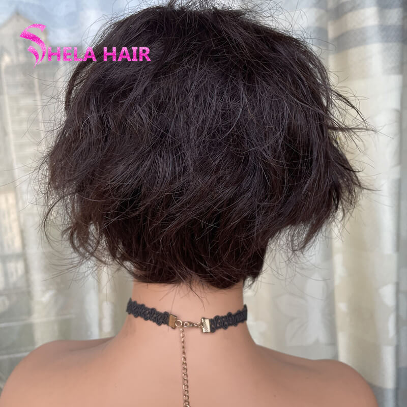 【SPECIAL OFFER】Pixie Cut Full Machine Wig Non Lace 100% human Hair Wavy