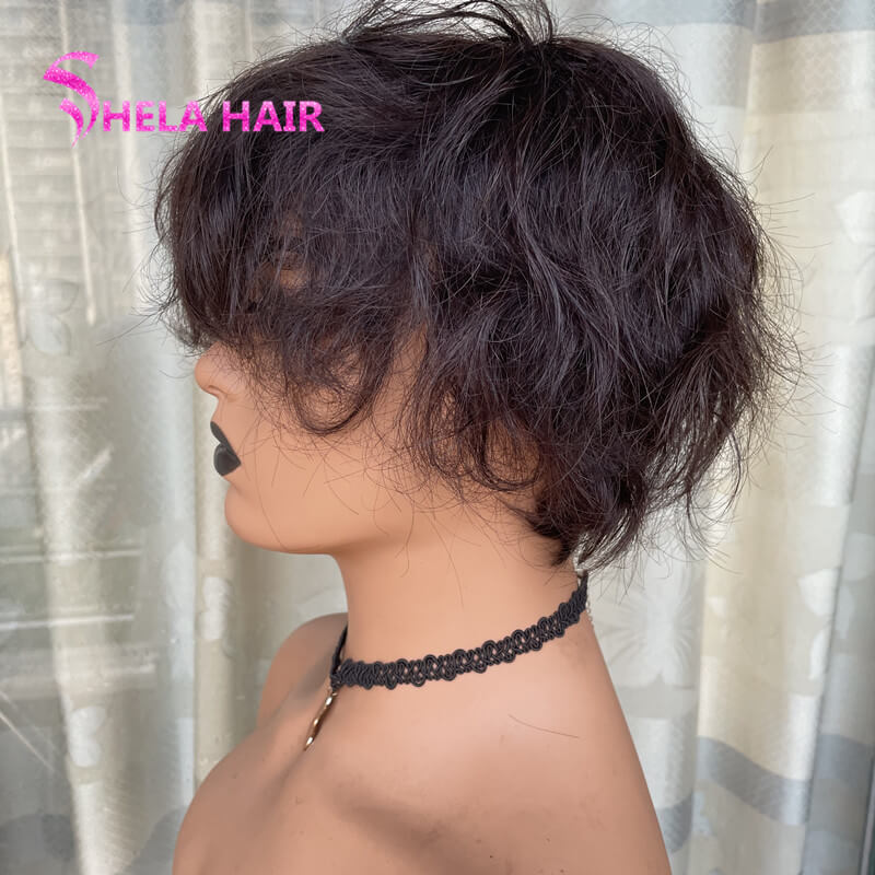 【SPECIAL OFFER】Pixie Cut Full Machine Wig Non Lace 100% human Hair Wavy