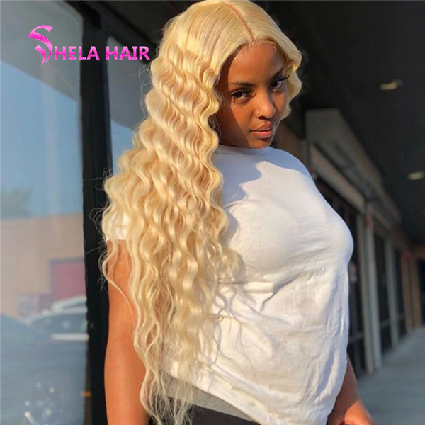 Transparent Lace Front Wig Ocean Deep 180% 200% High Density #613 Blonde Wigs Shela Hair