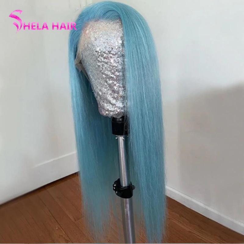 Ice Blue Preplucked Transparent Lace Frontal Wig / 360 Wig