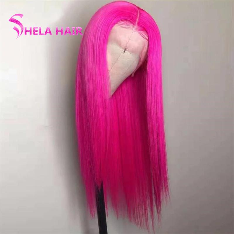 Rose Pink colorful Lace Front Wigs Straight/ Wavy
