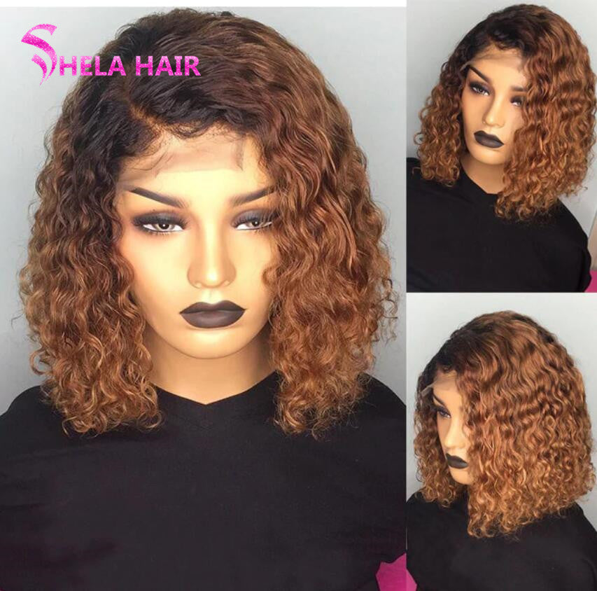 Deep Wave Ombre Bob Lace Frontal Wig 180% Density