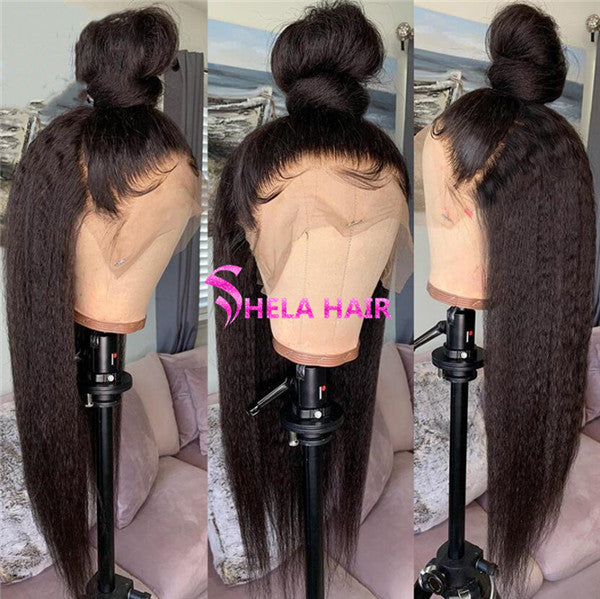 Kinky Straight Full 360 Lace Wig  can do bun, ponytail