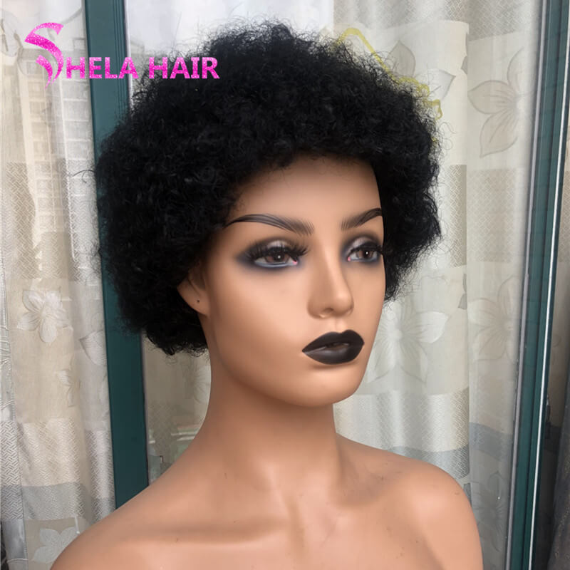 【SPECIAL OFFER】Pixie Cut Full Machine Wig Non Lace 100% human Hair Afro Curly