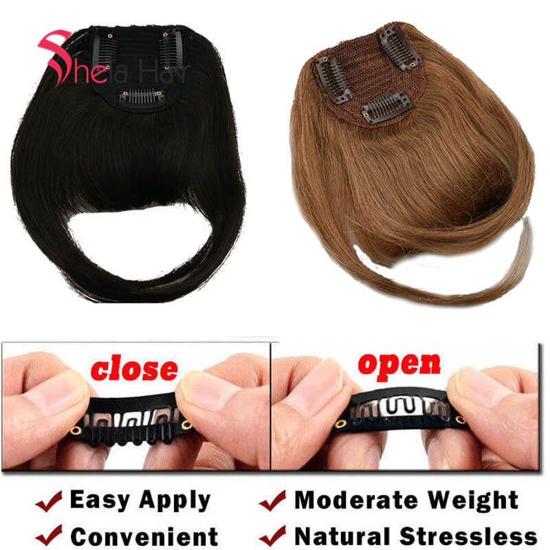 Black/ Blonde 8inch Bang Clip In Human Hair Extensions