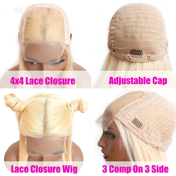#613 Blonde 4x4 Lace Closure Wig Natural Wave