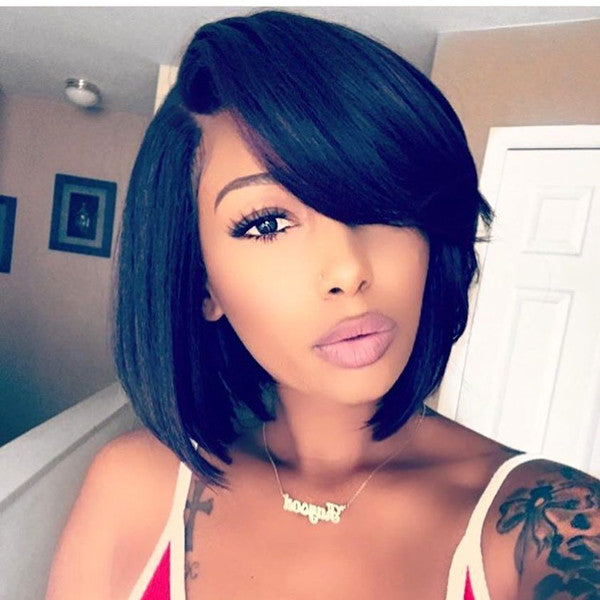 Bob Wig Straight With Side Bang Lace Frontal Wig