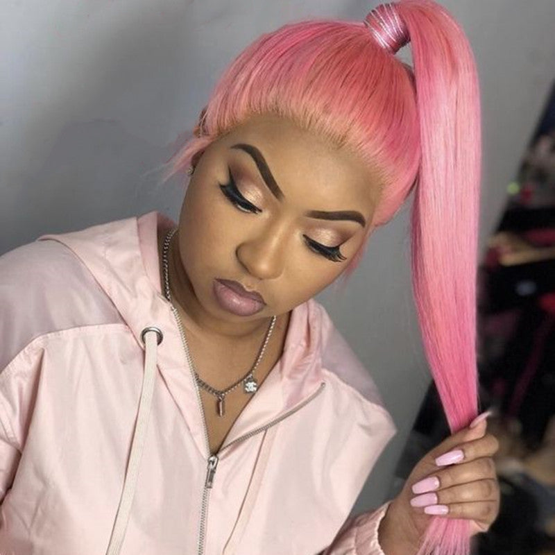 Baby Pink Straight Lace Frontal Wig / Full 360 Wig