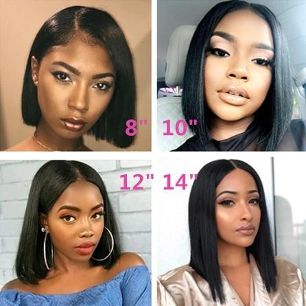 Side Part Highlight Black with Brown Lace Front Wig Straight Bob Wig