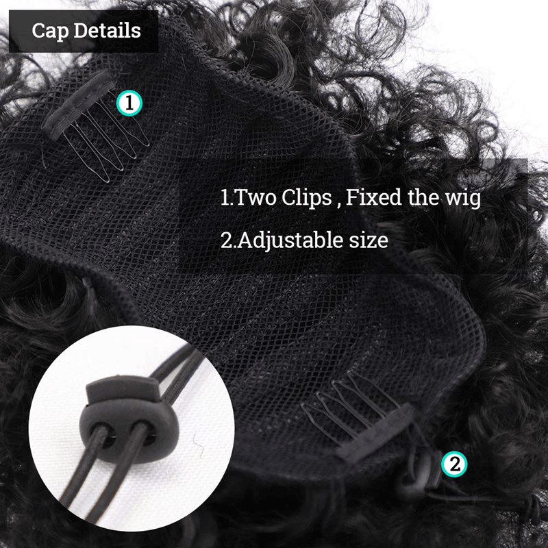 Afro Puff Pony Tail Drawstring Human Hair For African American